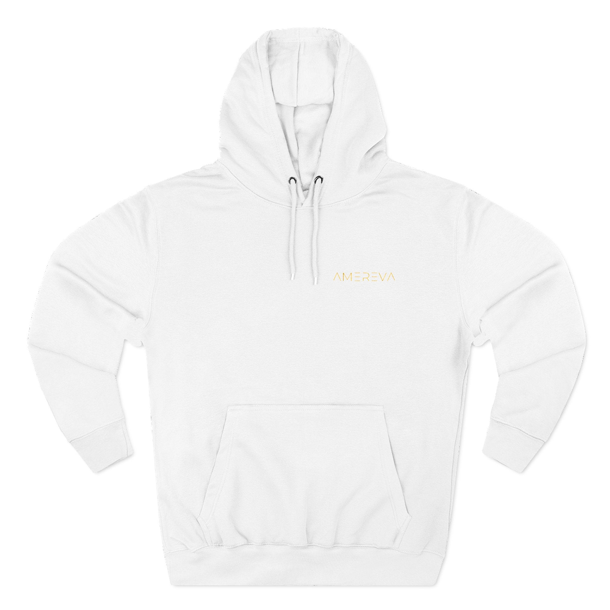 Minimalist 'Amereva' Logo Hoodie - White Fleece Pullover