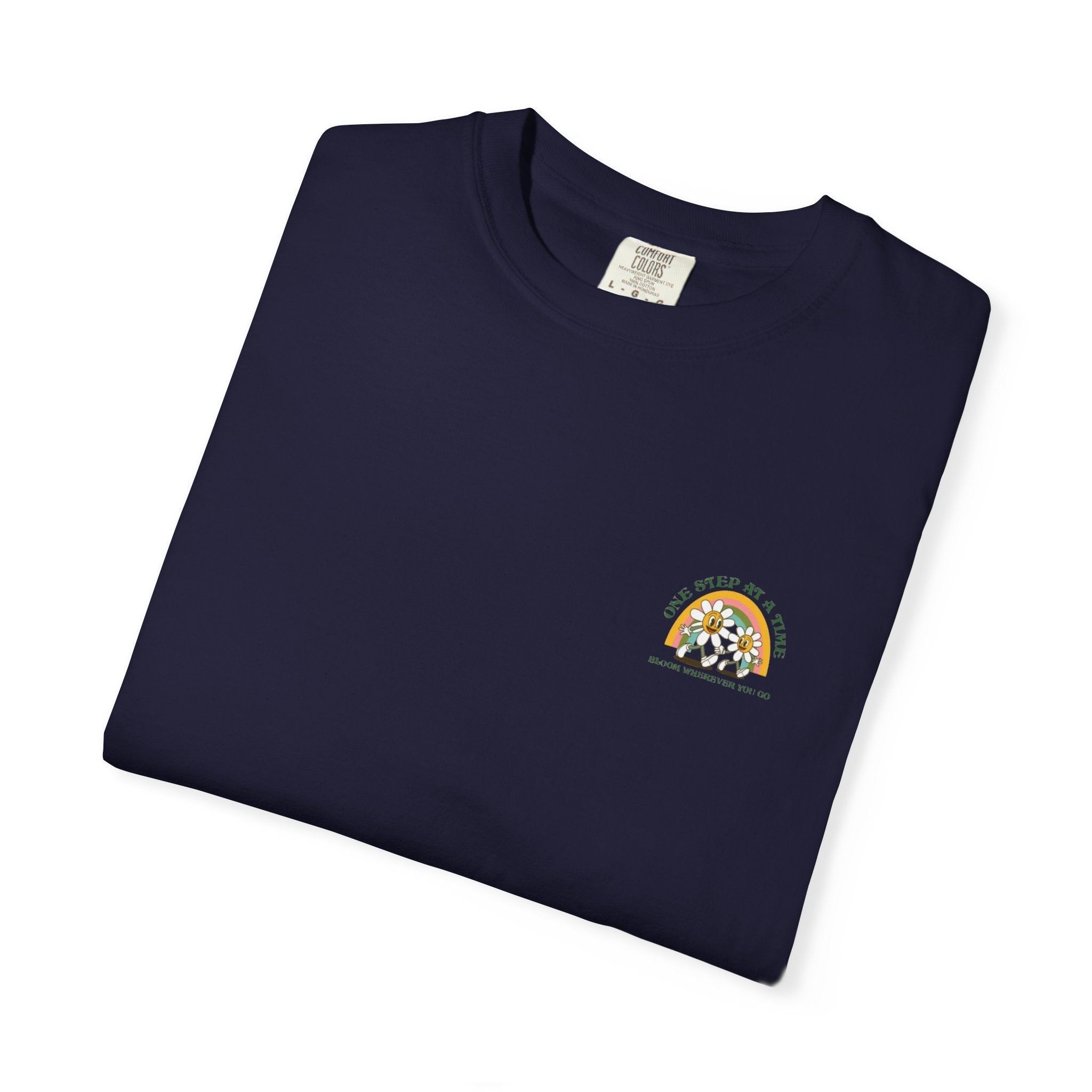 Letting Go Floral Graphic T-Shirt — "May the Petals Teach Me" Cartoon Daisy Tee