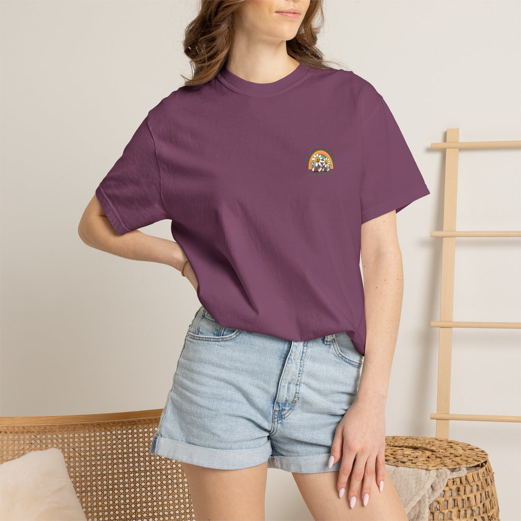 Letting Go Floral Graphic T-Shirt — "May the Petals Teach Me" Cartoon Daisy Tee