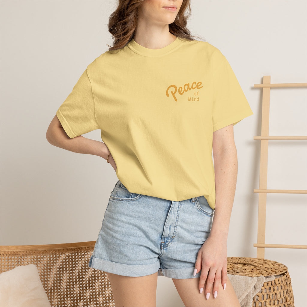 Peace Vibes Tee — "Peace" Chest + Keep Your Mind Happy Back Graphic T-Shirt