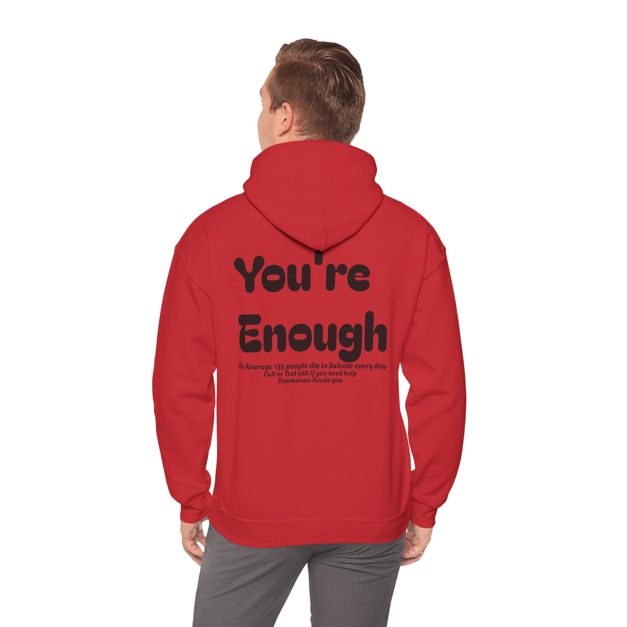Hoodie — 'You're Enough' Minimal Mental Health Support Pullover
