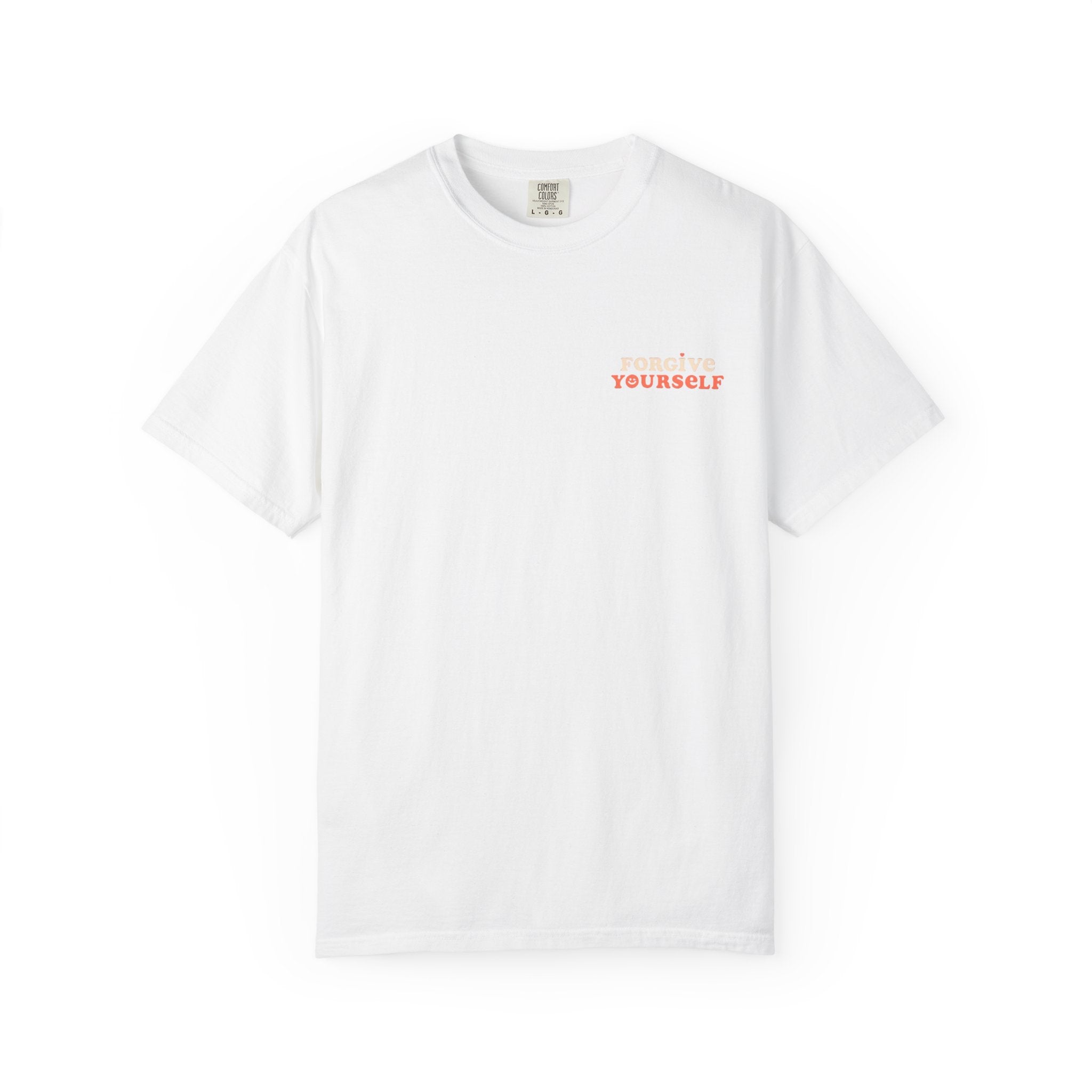 Retro Floral Graphic Tee — "Forgive Yourself" Chest Script