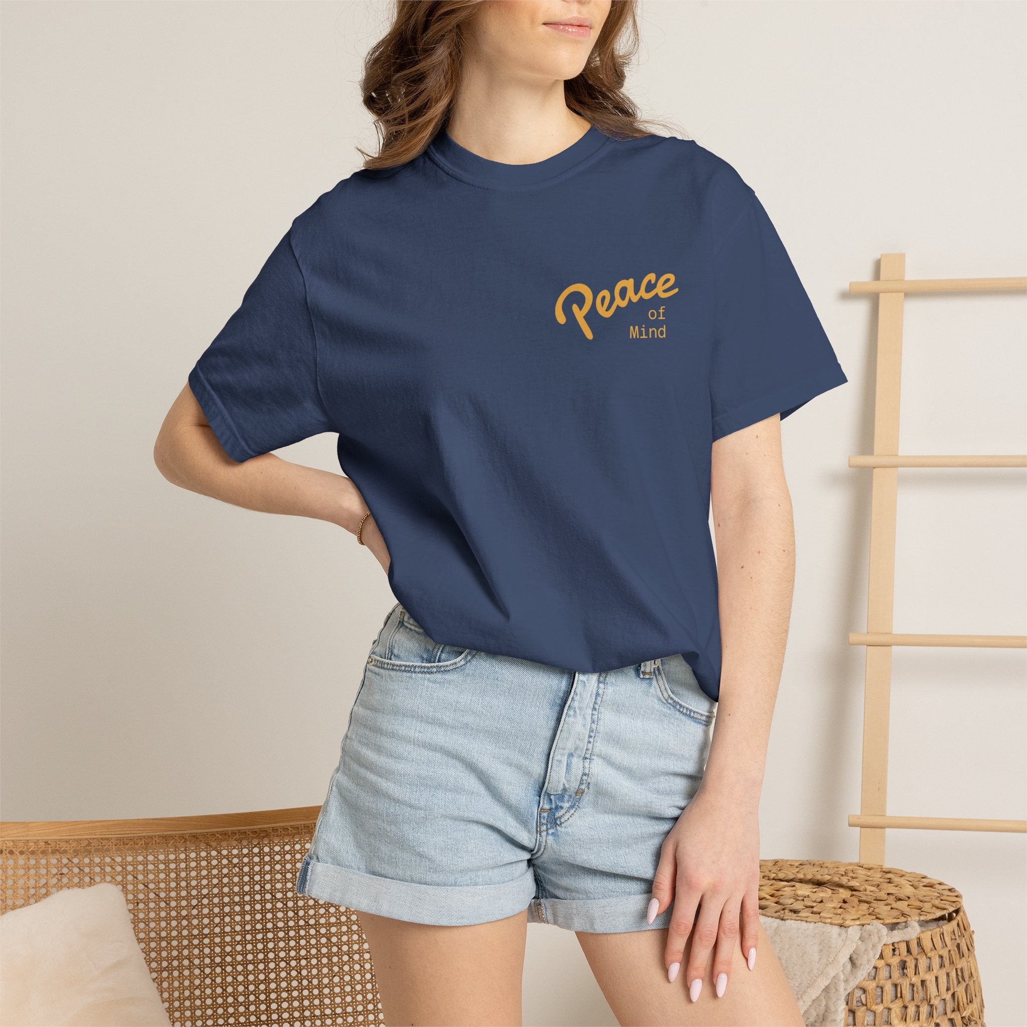 Peace Vibes Tee — "Peace" Chest + Keep Your Mind Happy Back Graphic T-Shirt