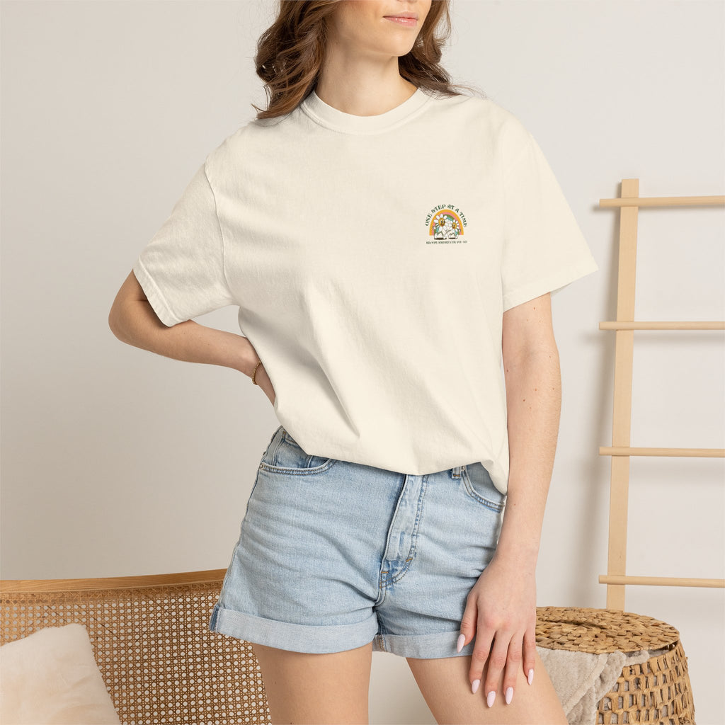 Letting Go Floral Graphic T-Shirt — "May the Petals Teach Me" Cartoon Daisy Tee