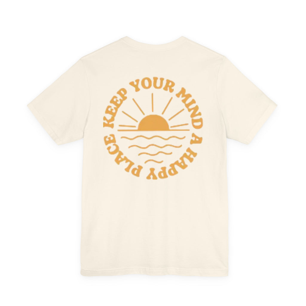 Peace Vibes Tee — "Peace" Chest + Keep Your Mind Happy Back Graphic T-Shirt