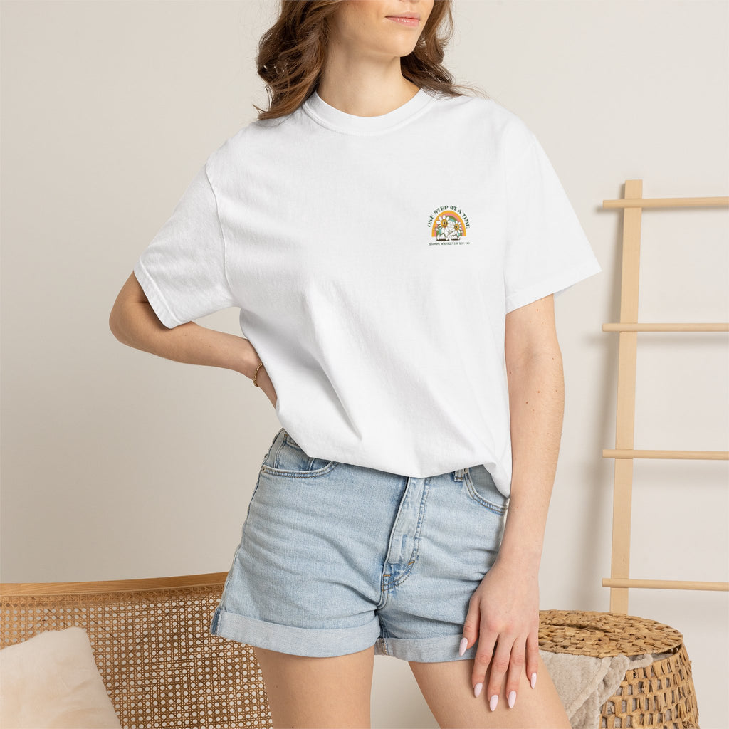 Letting Go Floral Graphic T-Shirt — "May the Petals Teach Me" Cartoon Daisy Tee