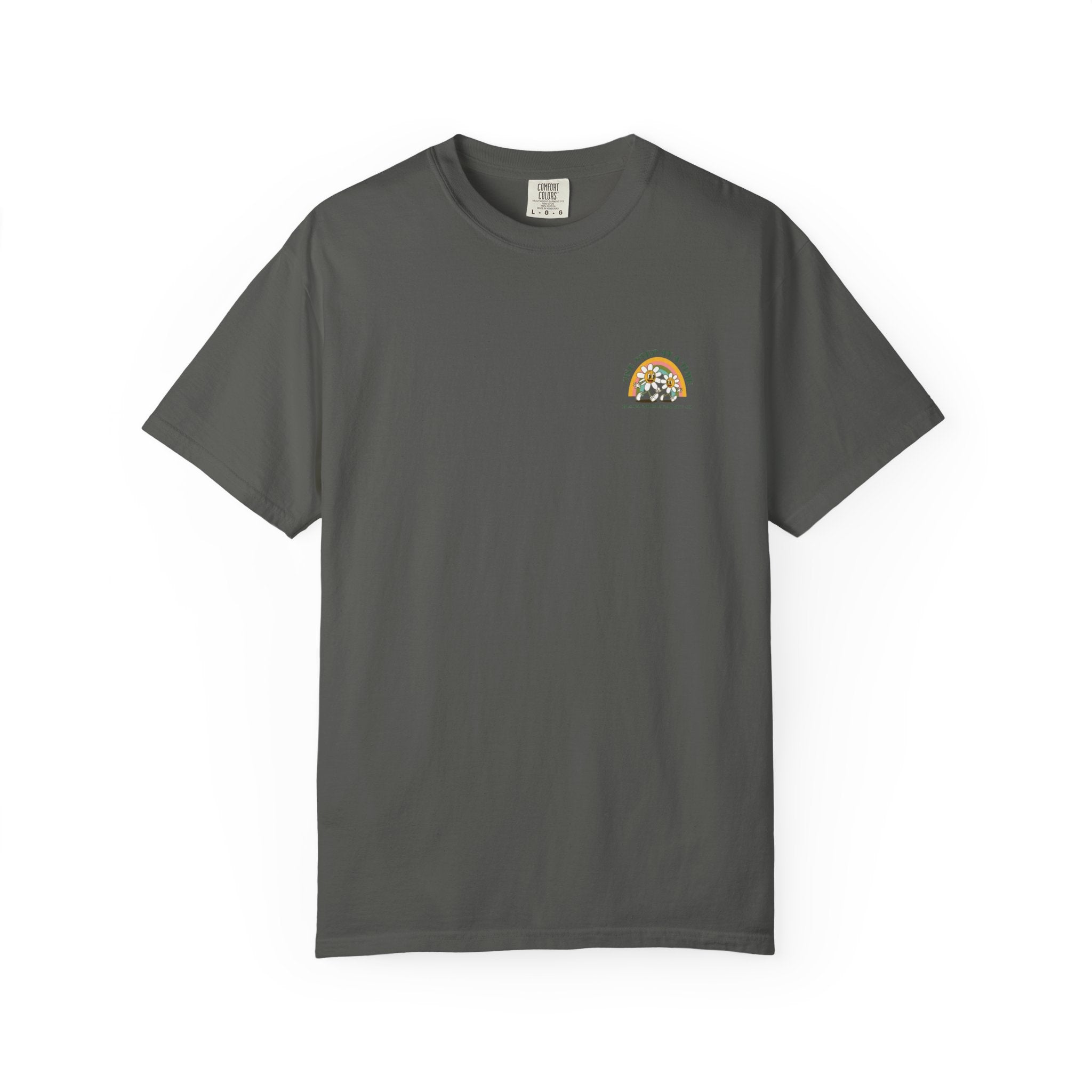 Letting Go Floral Graphic T-Shirt — "May the Petals Teach Me" Cartoon Daisy Tee