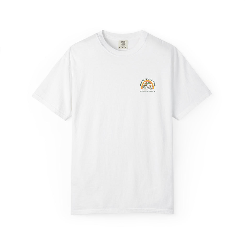 Letting Go Floral Graphic T-Shirt — "May the Petals Teach Me" Cartoon Daisy Tee