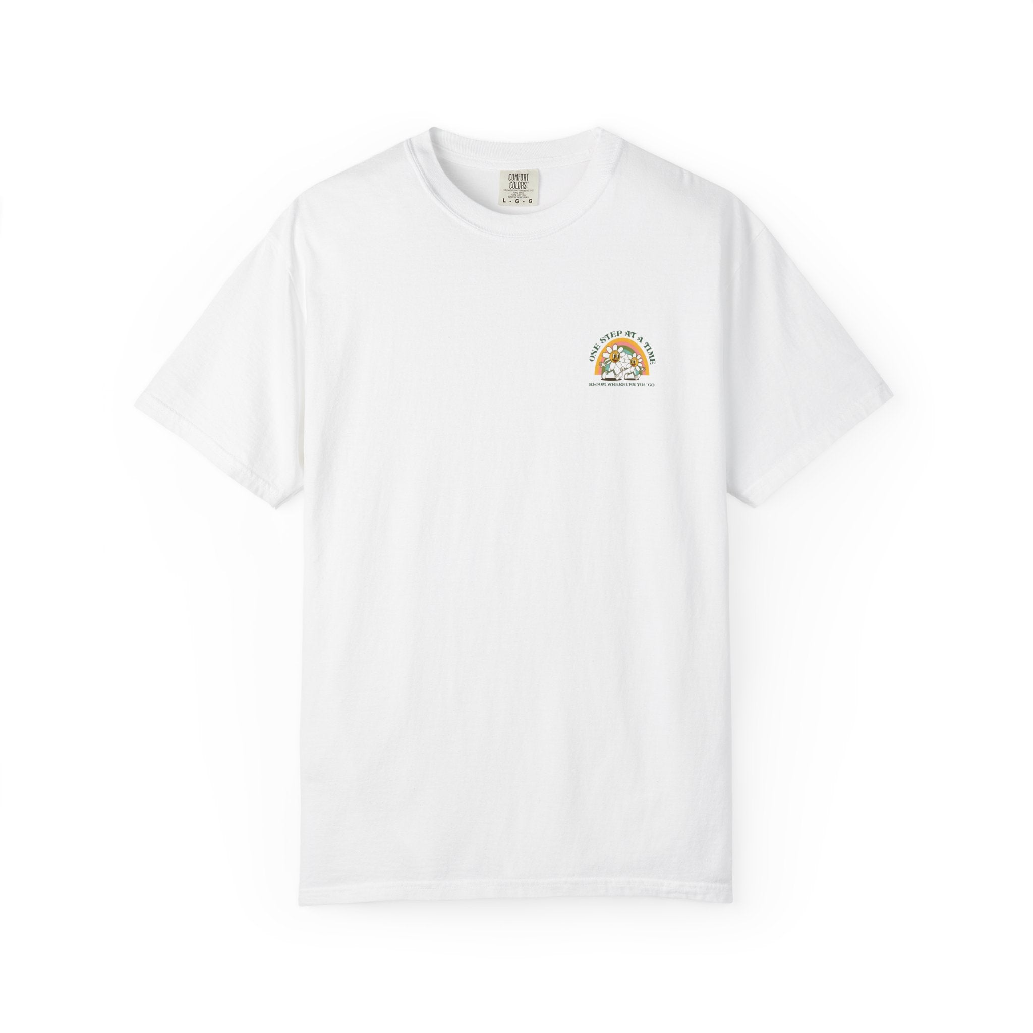 Letting Go Floral Graphic T-Shirt — "May the Petals Teach Me" Cartoon Daisy Tee