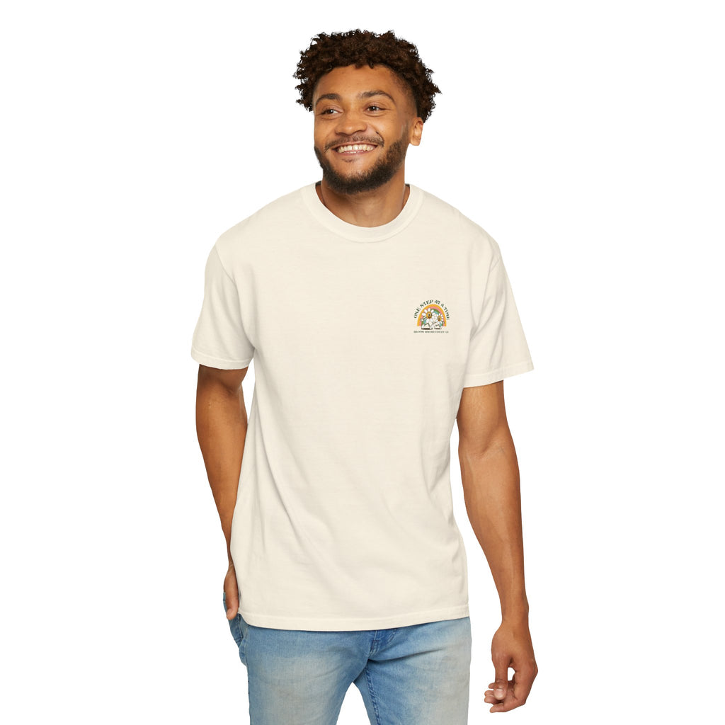 Letting Go Floral Graphic T-Shirt — "May the Petals Teach Me" Cartoon Daisy Tee