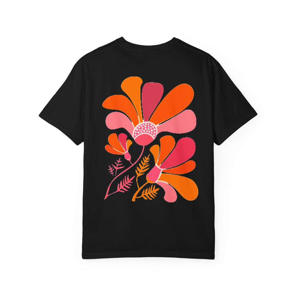 Retro Floral Graphic Tee — "Forgive Yourself" Chest Script