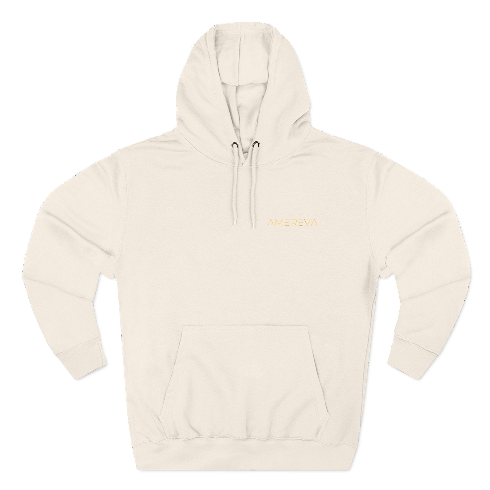 Minimalist 'Amereva' Logo Hoodie - White Fleece Pullover