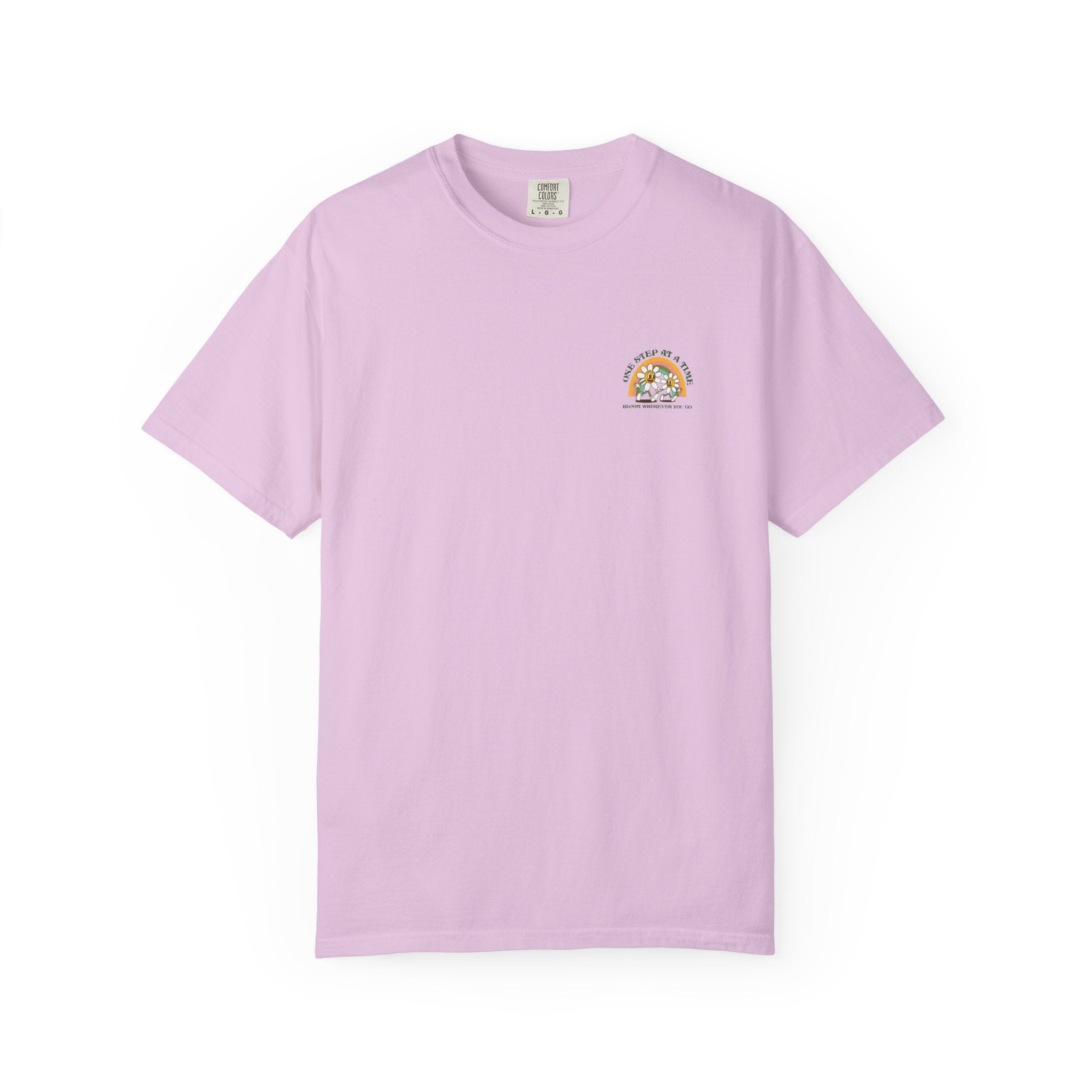 Letting Go Floral Graphic T-Shirt — "May the Petals Teach Me" Cartoon Daisy Tee