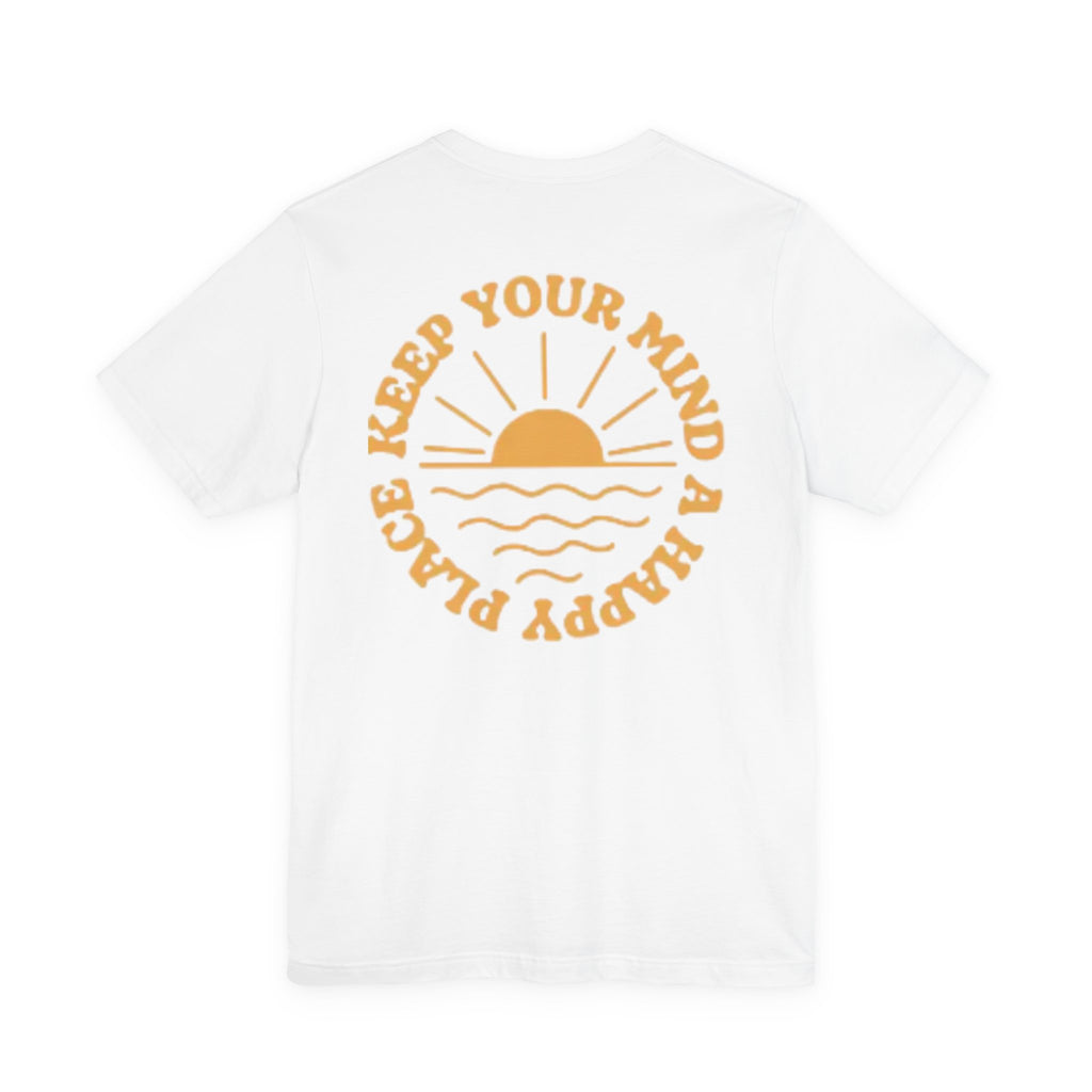 Peace Vibes Tee — "Peace" Chest + Keep Your Mind Happy Back Graphic T-Shirt