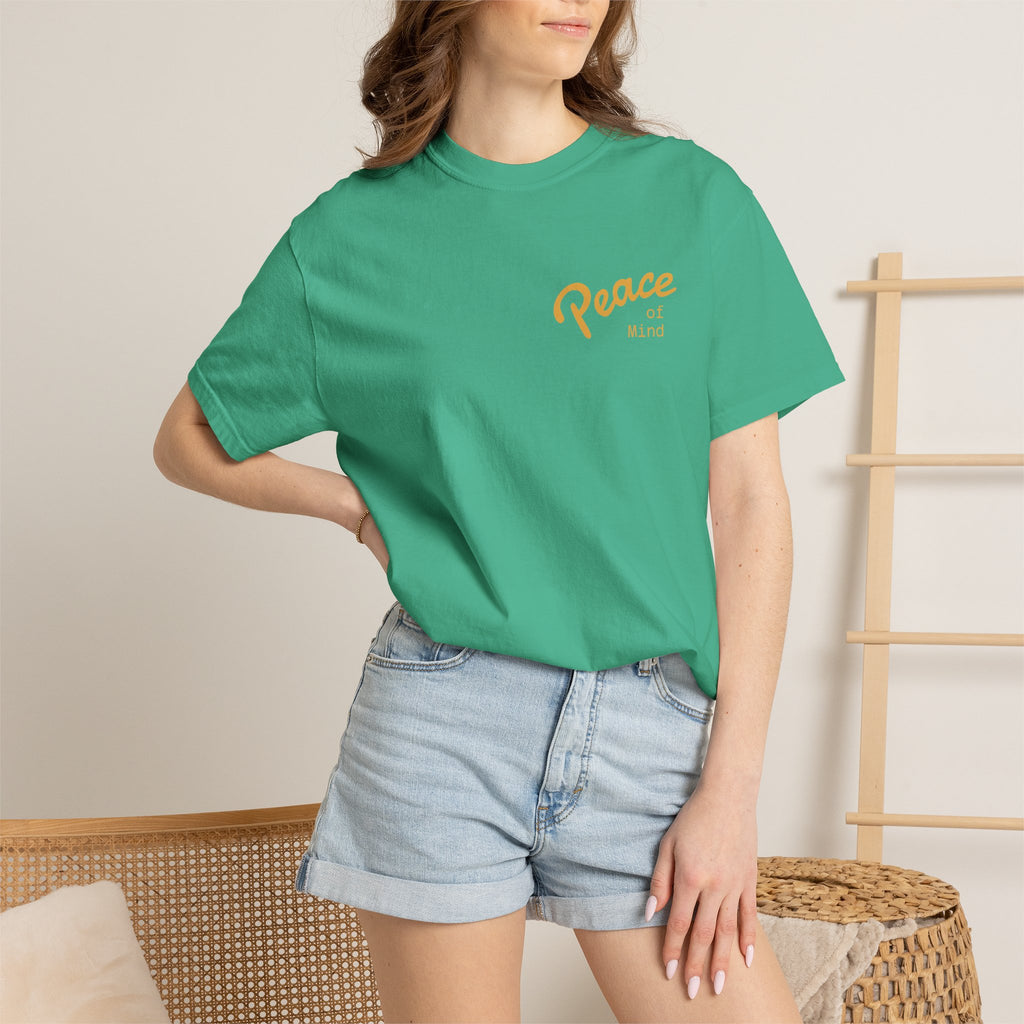 Peace Vibes Tee — "Peace" Chest + Keep Your Mind Happy Back Graphic T-Shirt