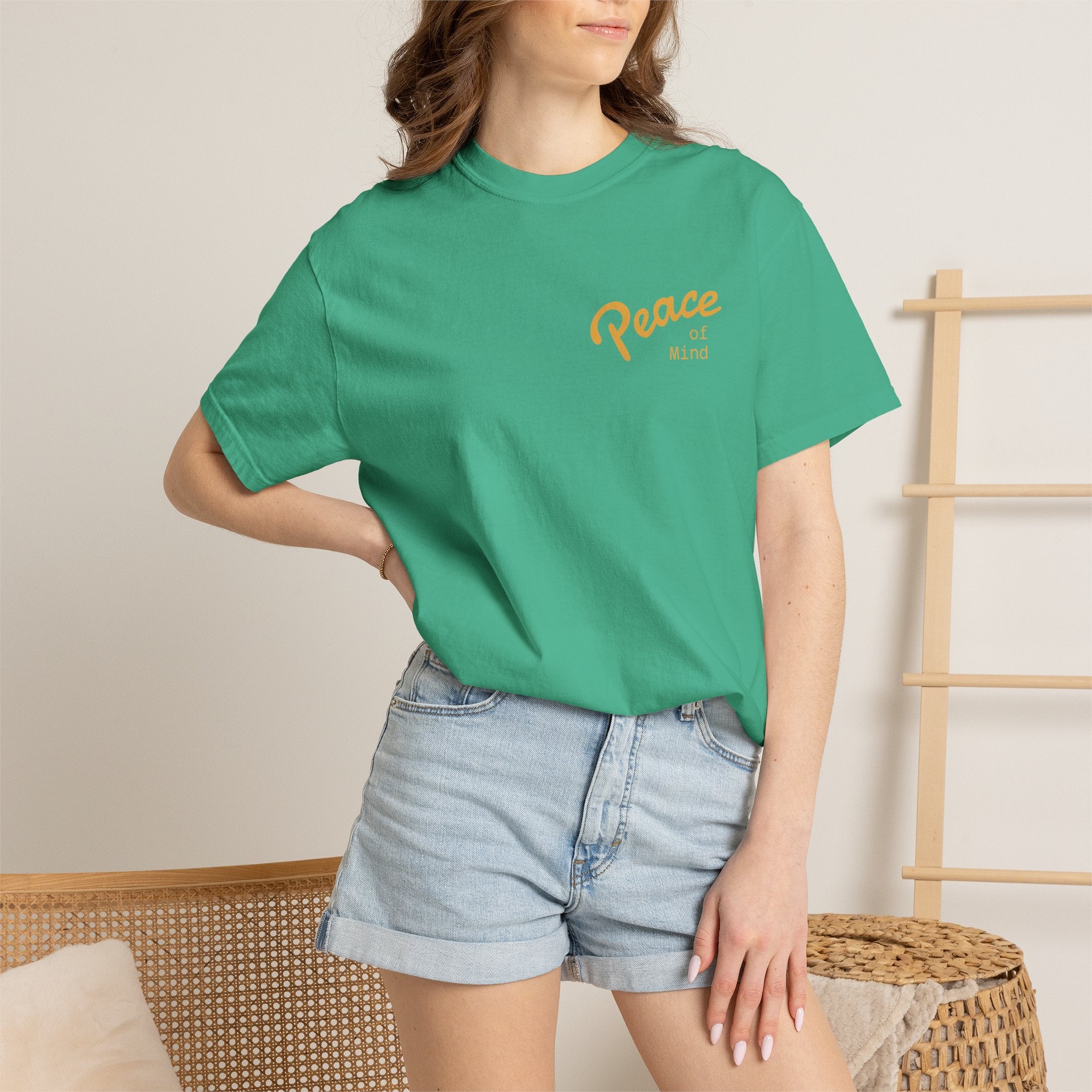 Peace Vibes Tee — "Peace" Chest + Keep Your Mind Happy Back Graphic T-Shirt