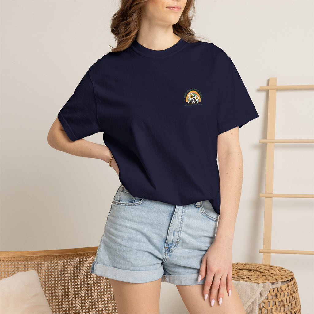 Letting Go Floral Graphic T-Shirt — "May the Petals Teach Me" Cartoon Daisy Tee