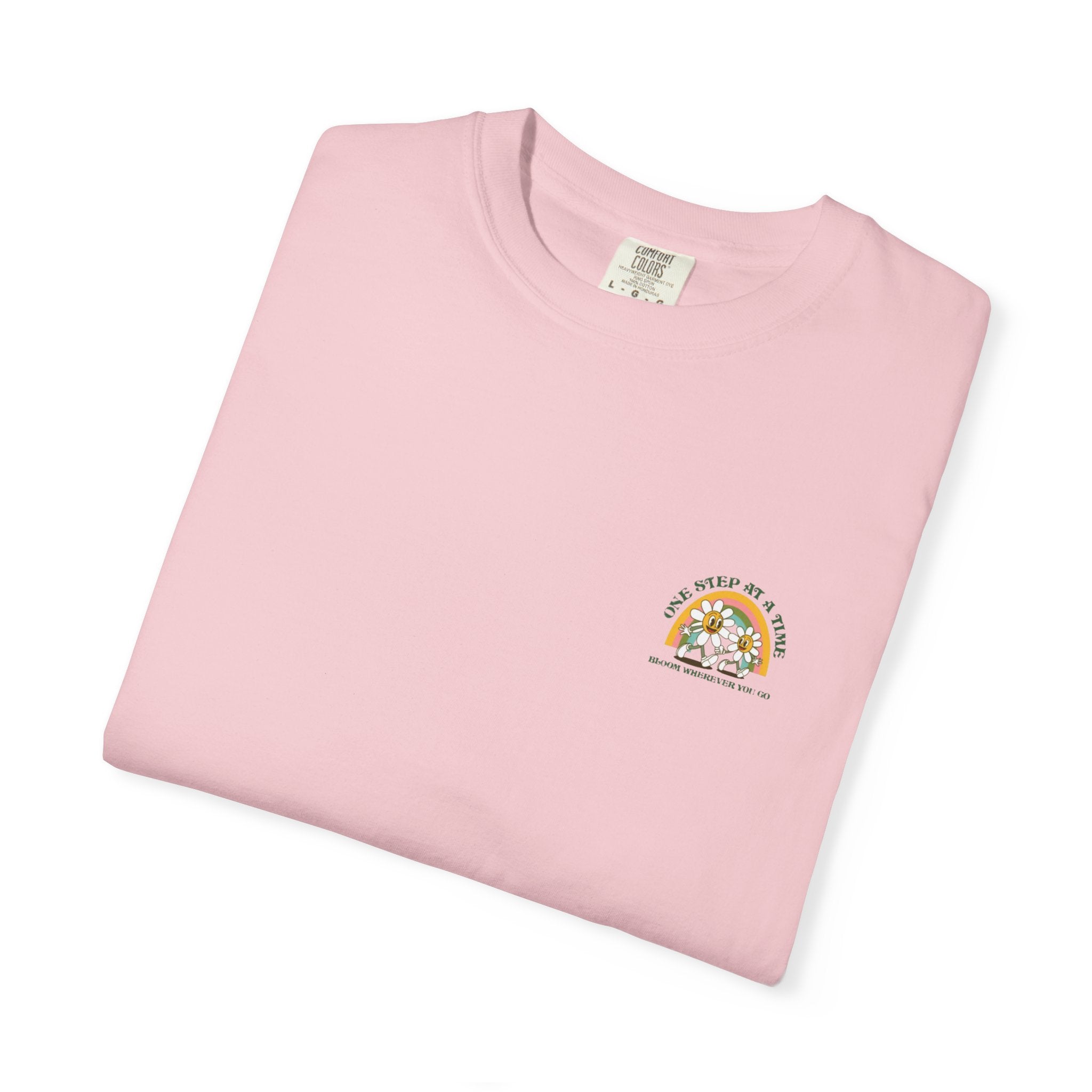 Letting Go Floral Graphic T-Shirt — "May the Petals Teach Me" Cartoon Daisy Tee