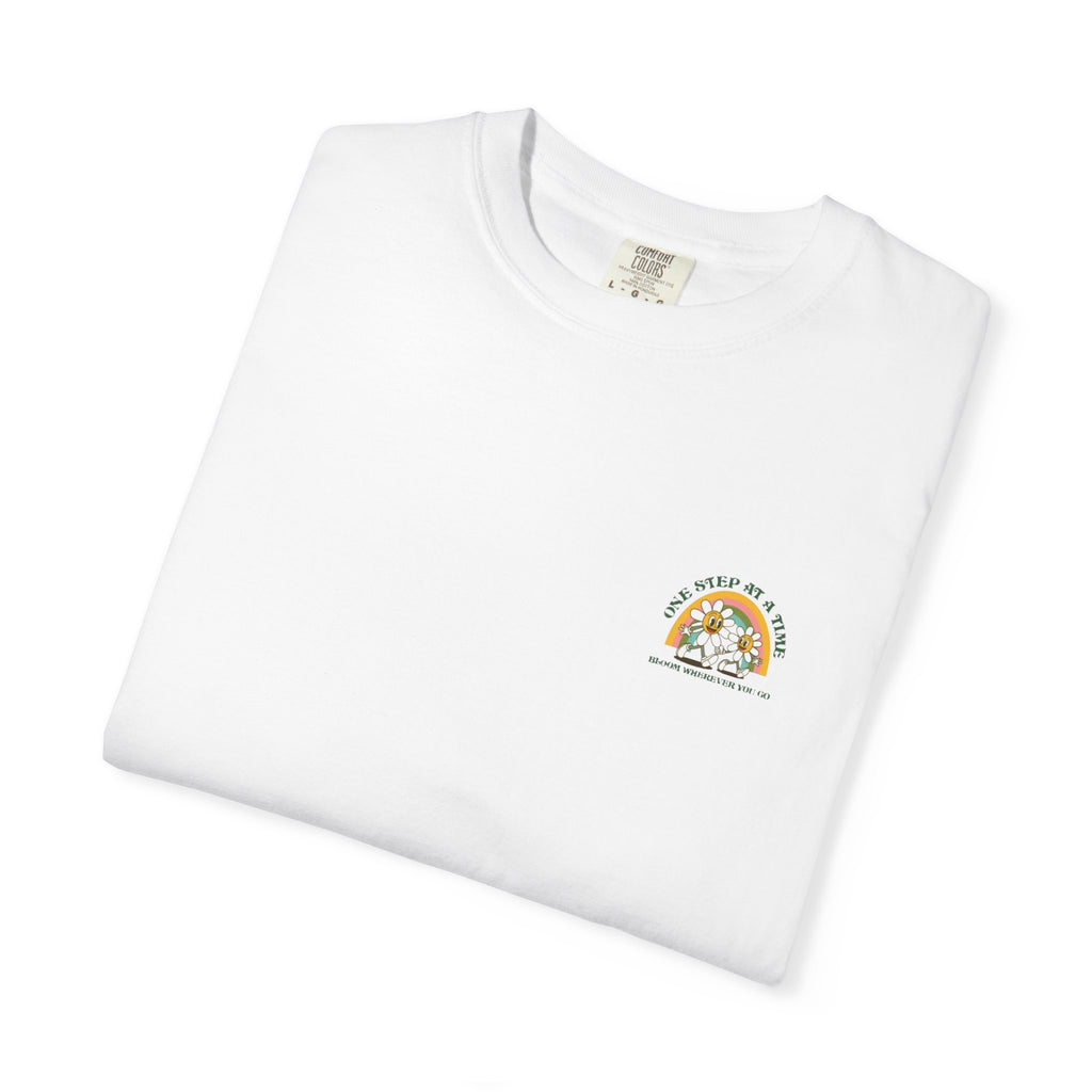 Letting Go Floral Graphic T-Shirt — "May the Petals Teach Me" Cartoon Daisy Tee