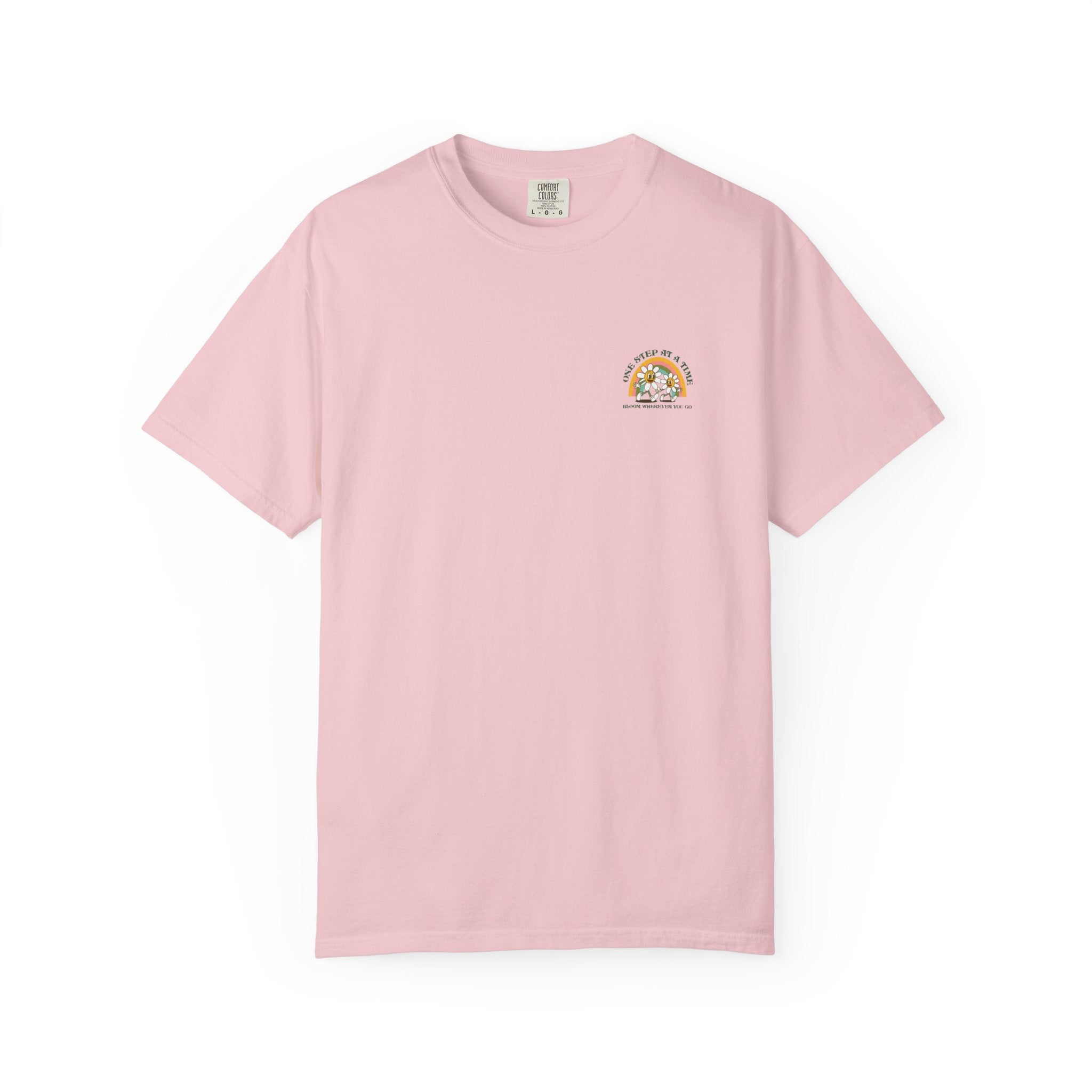 Letting Go Floral Graphic T-Shirt — "May the Petals Teach Me" Cartoon Daisy Tee