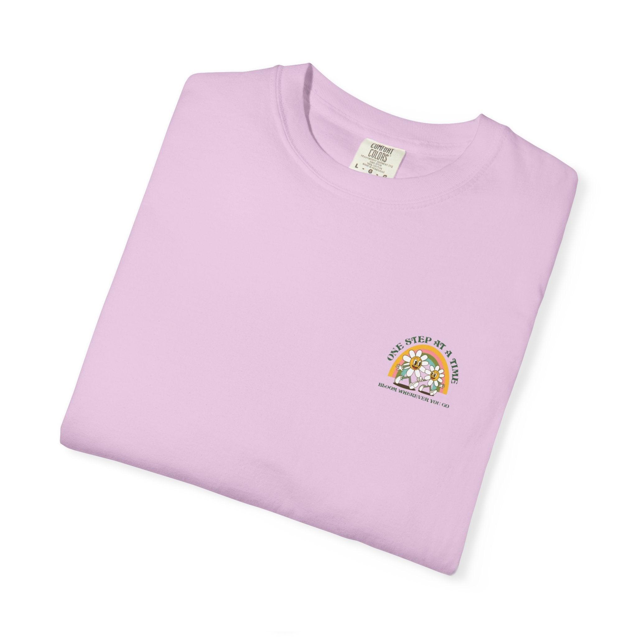 Letting Go Floral Graphic T-Shirt — "May the Petals Teach Me" Cartoon Daisy Tee