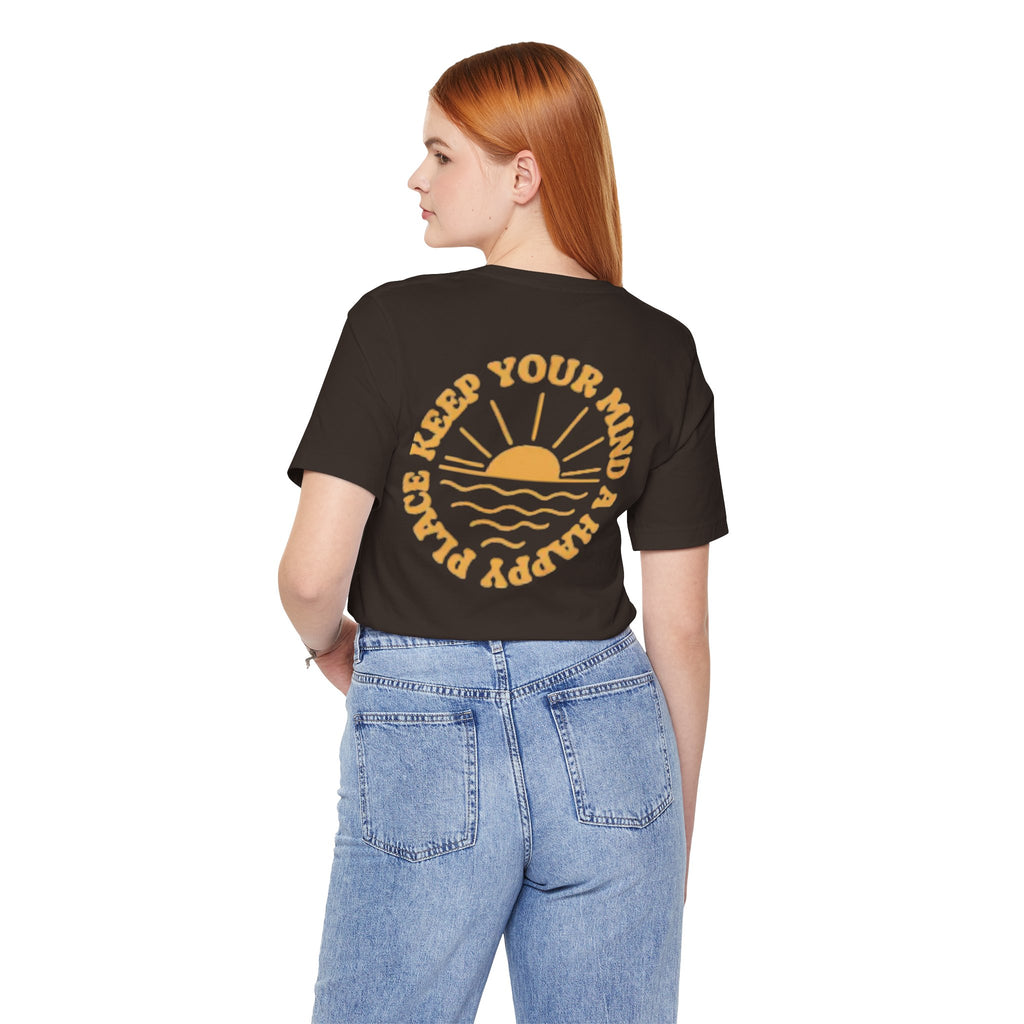Peace Vibes Tee — "Peace" Chest + Keep Your Mind Happy Back Graphic T-Shirt
