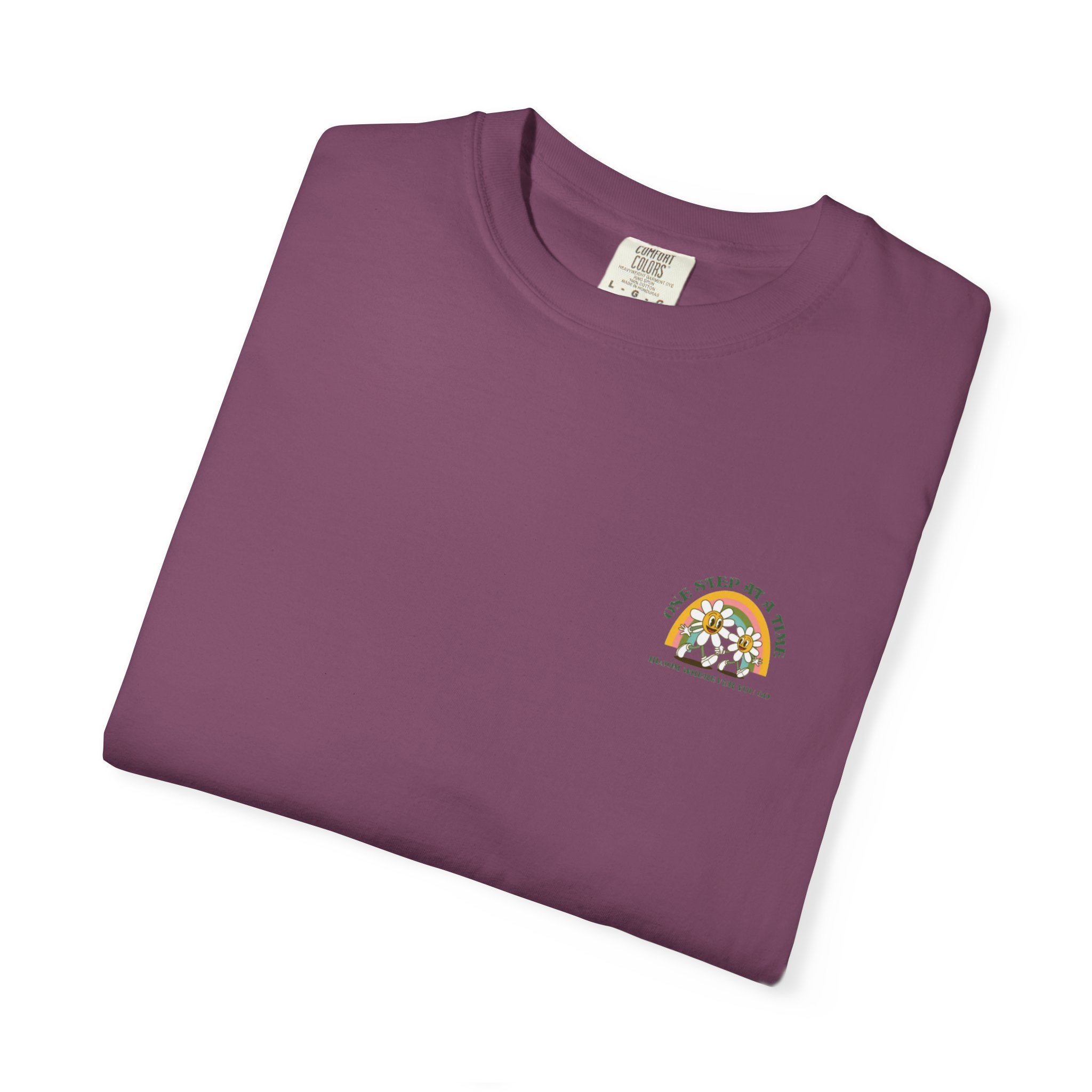 Letting Go Floral Graphic T-Shirt — "May the Petals Teach Me" Cartoon Daisy Tee