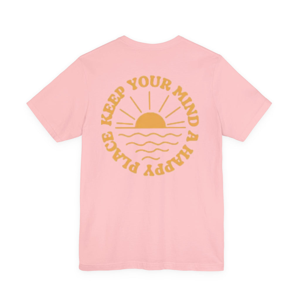 Peace Vibes Tee — "Peace" Chest + Keep Your Mind Happy Back Graphic T-Shirt
