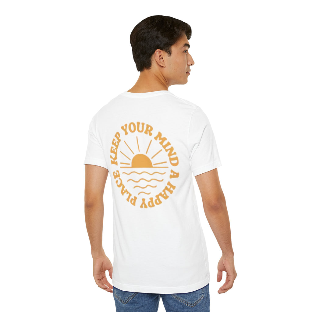 Peace Vibes Tee — "Peace" Chest + Keep Your Mind Happy Back Graphic T-Shirt
