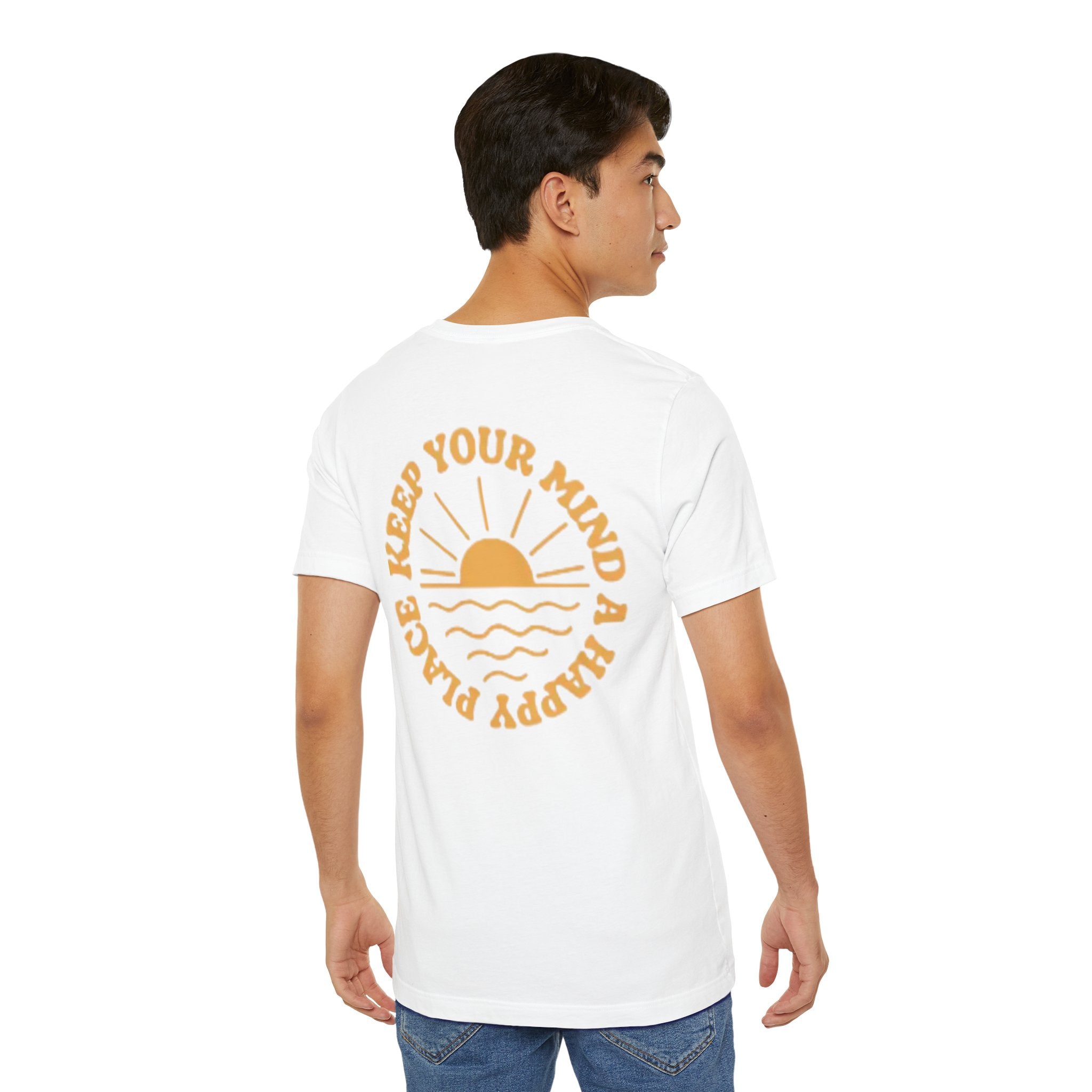Peace Vibes Tee — "Peace" Chest + Keep Your Mind Happy Back Graphic T-Shirt