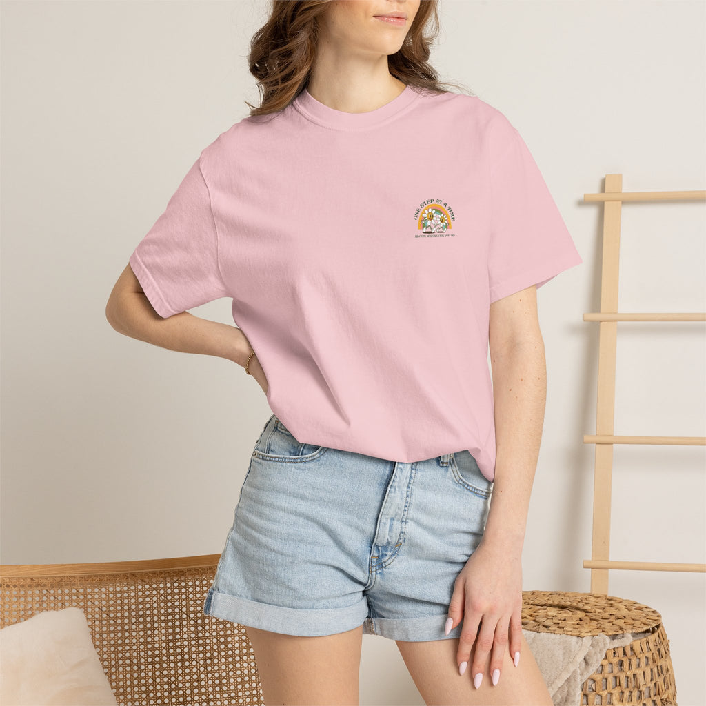 Letting Go Floral Graphic T-Shirt — "May the Petals Teach Me" Cartoon Daisy Tee