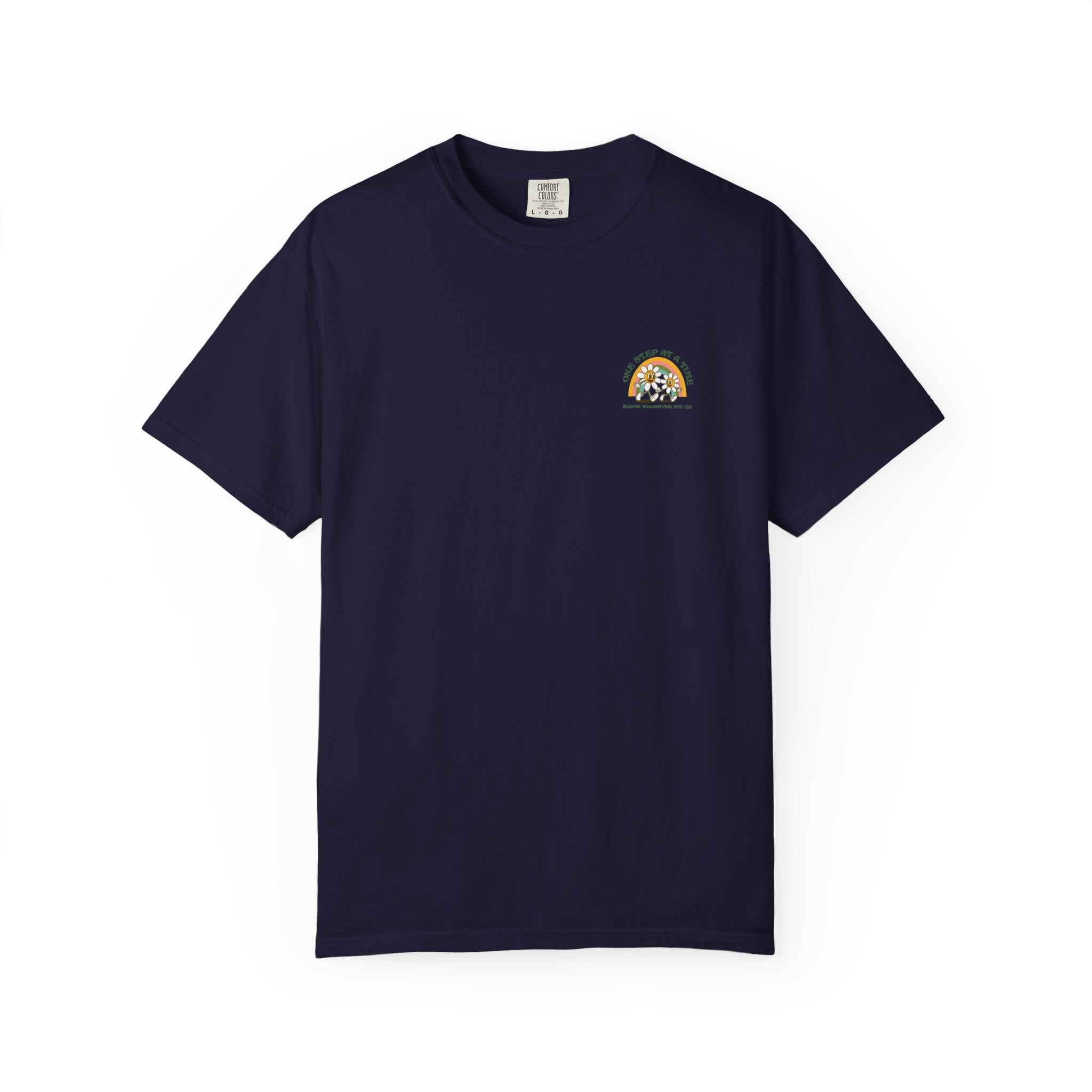 Letting Go Floral Graphic T-Shirt — "May the Petals Teach Me" Cartoon Daisy Tee